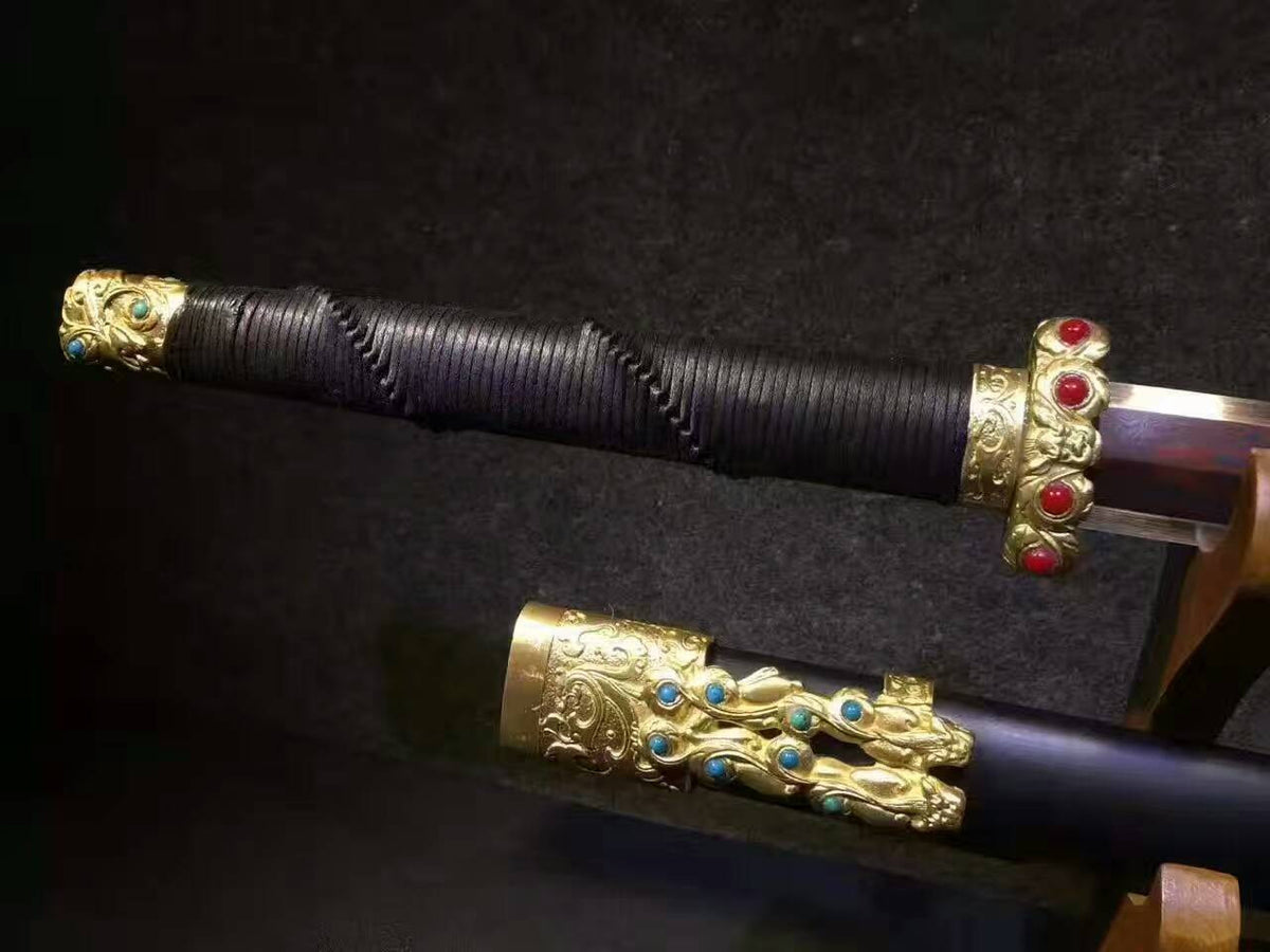 Gecko sword(Damascus steel blade,Black wood,Copper fittings)Length 43" - Chinese sword shop