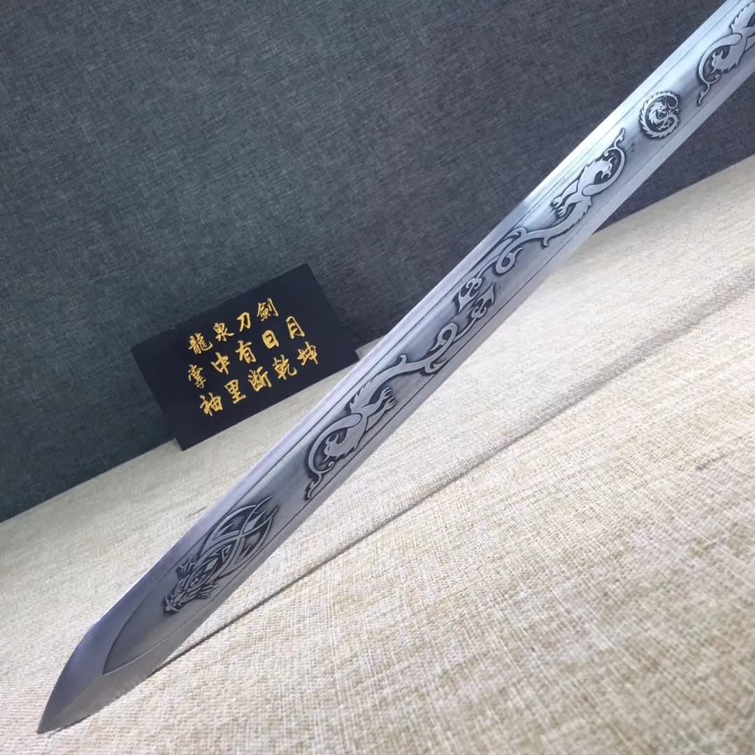 Dragon tiger sword,High carbon steel blade,Black wood,Alloy - Chinese sword shop
