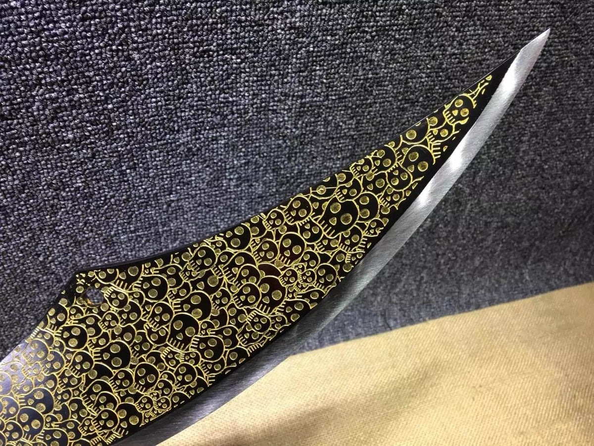 Dragon guandao,High carbon steel blade,Black scabbard,Alloy,Length 33" - Chinese sword shop