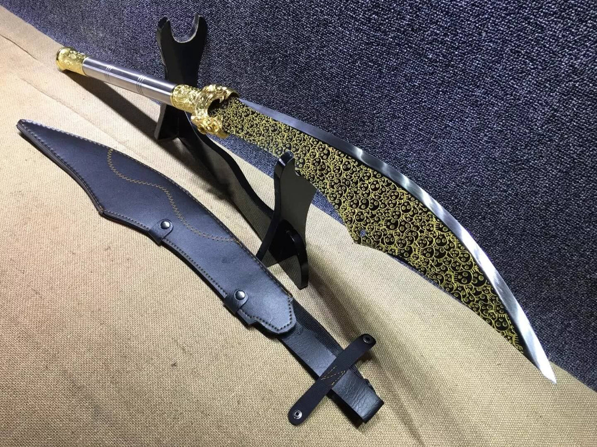 Dragon guandao,High carbon steel blade,Black scabbard,Alloy,Length 33" - Chinese sword shop