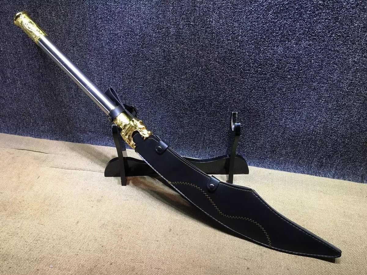Dragon guandao,High carbon steel blade,Black scabbard,Alloy,Length 33" - Chinese sword shop