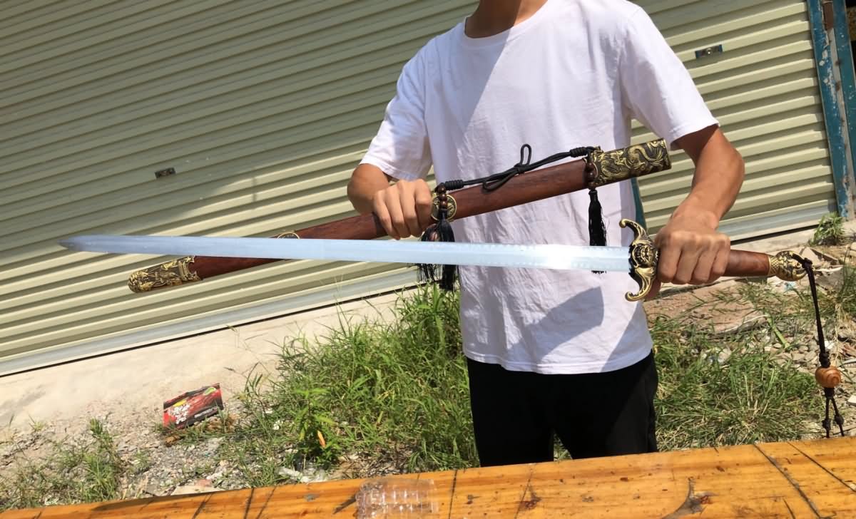 Dragon-Tiger Style Sword,Forged T10 Burn Blade,Brass Fittings,Chinese sword