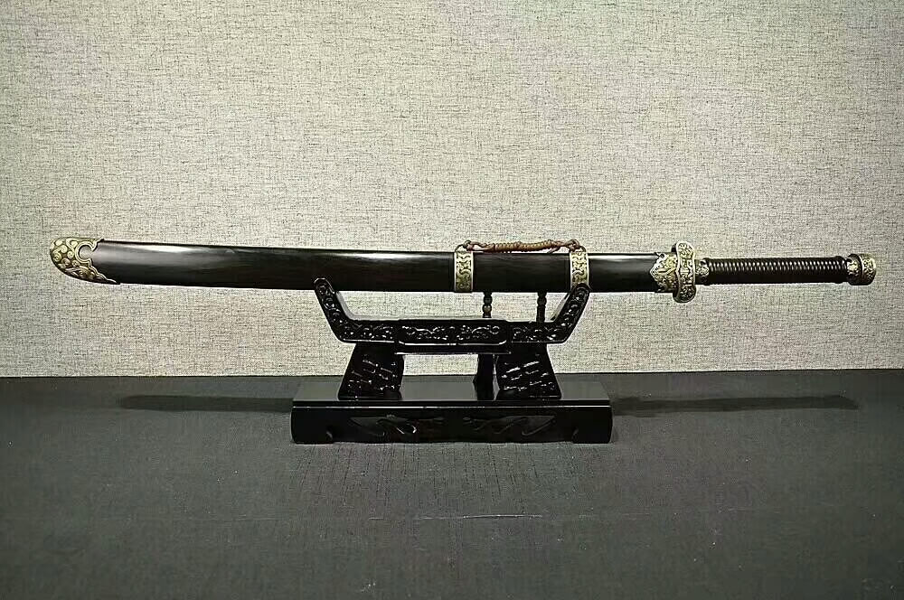 Broadsword,da dao/High carbon steel burn blade/Ebony scabbard/Brass fittings&Handmade art - Chinese sword shop