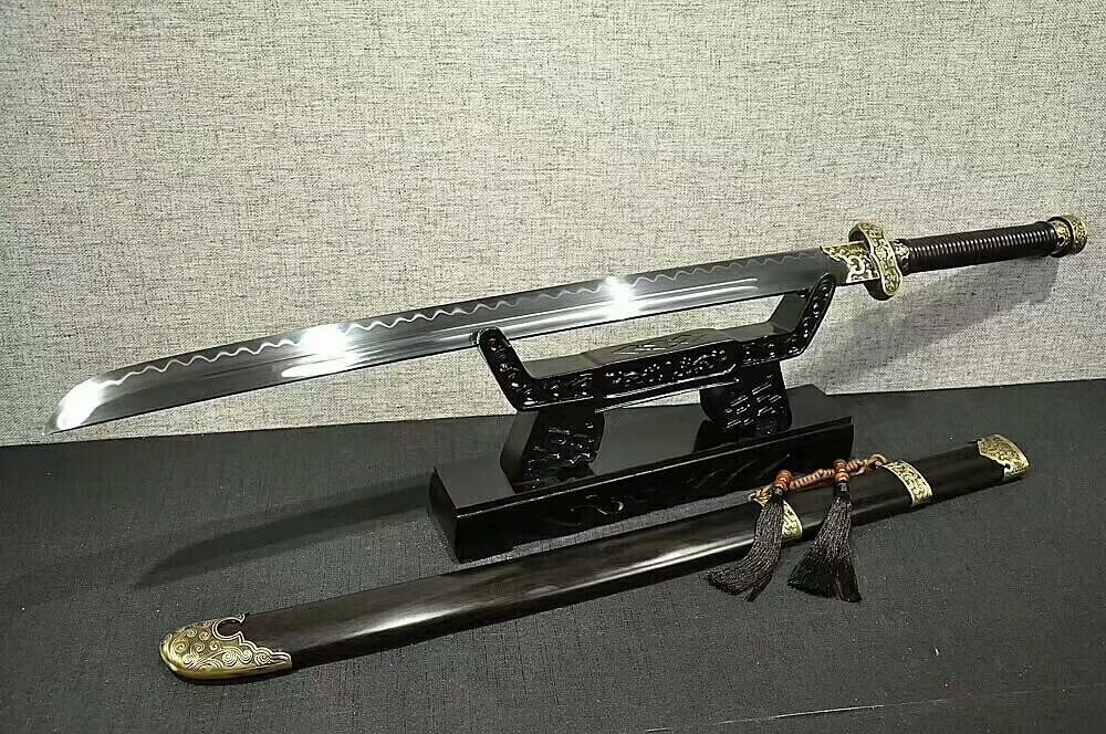 Broadsword,da dao/High carbon steel burn blade/Ebony scabbard/Brass fittings&Handmade art - Chinese sword shop