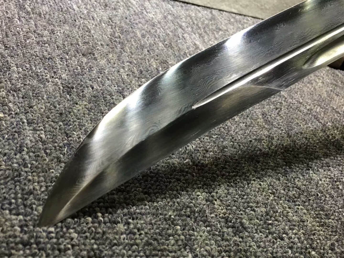 Tai chi dao,Hand forged,Damascus steel blade,Black wood,Brass - Chinese sword shop