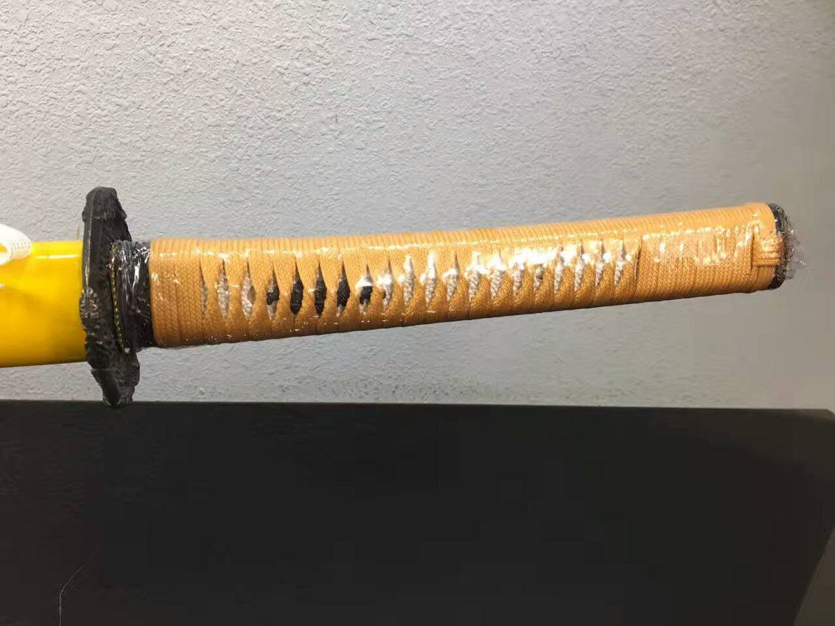 Samurai sword/katana/T10 high carbon steel purple blade/Yellow scabbard/Alloy Tosogu/Length 39" - Chinese sword shop