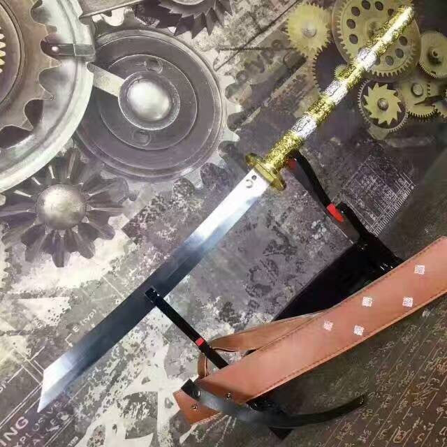 Kangxi bao dao/High manganese steel/Alloy fittings/Leather scabbard/Length 36" - Chinese sword shop