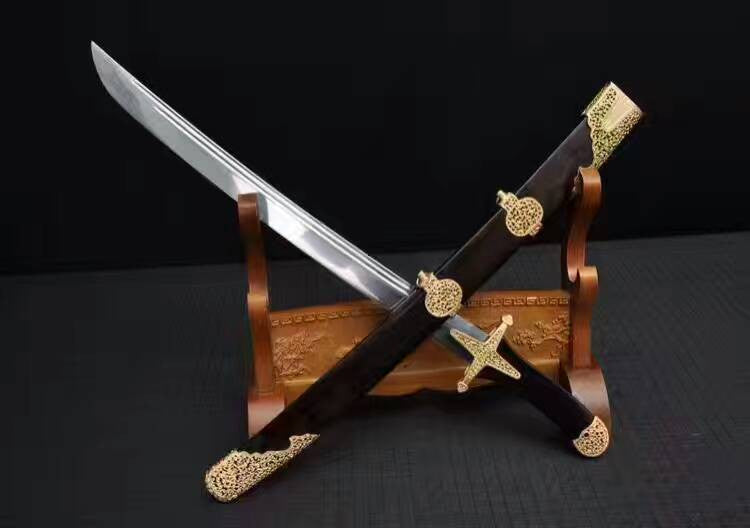 Sword,Asura scimitar(Folded steel,Ebony Scabbard,Brass fitting)Length 30" - Chinese sword shop