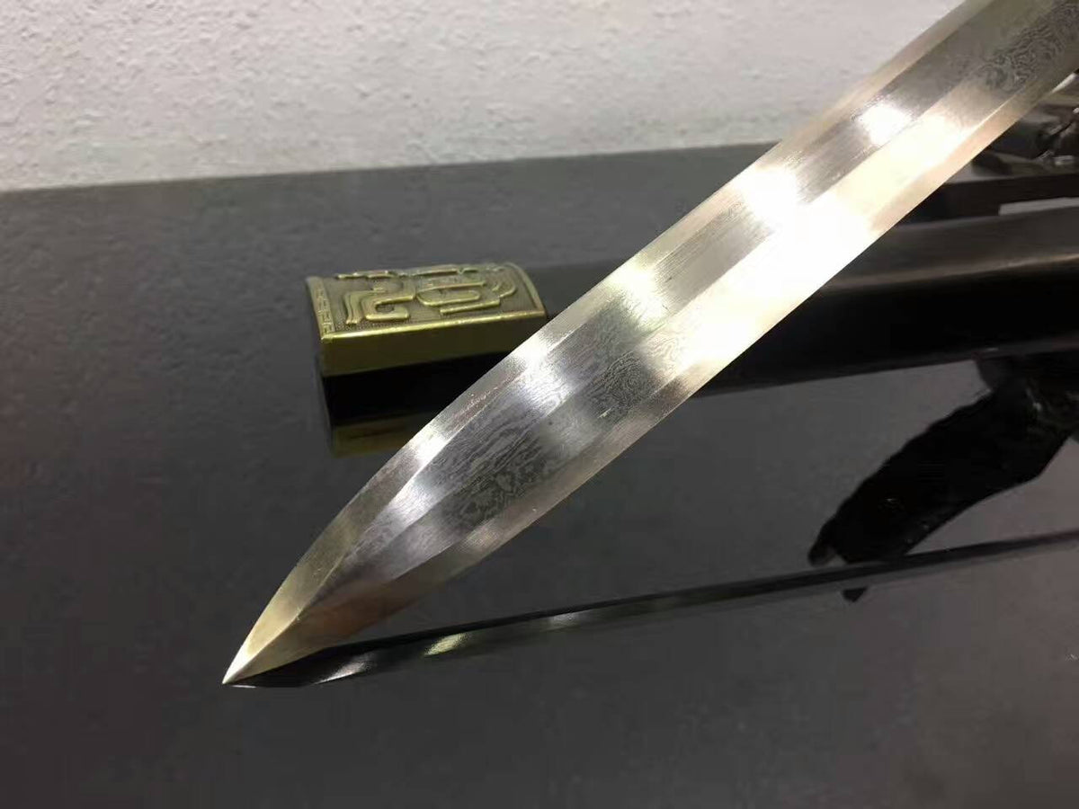 Chinese sword,Han jian(Folded steel octahedral blade,Black wood scabbard,Alloy fitted)Length 32" - Chinese sword shop