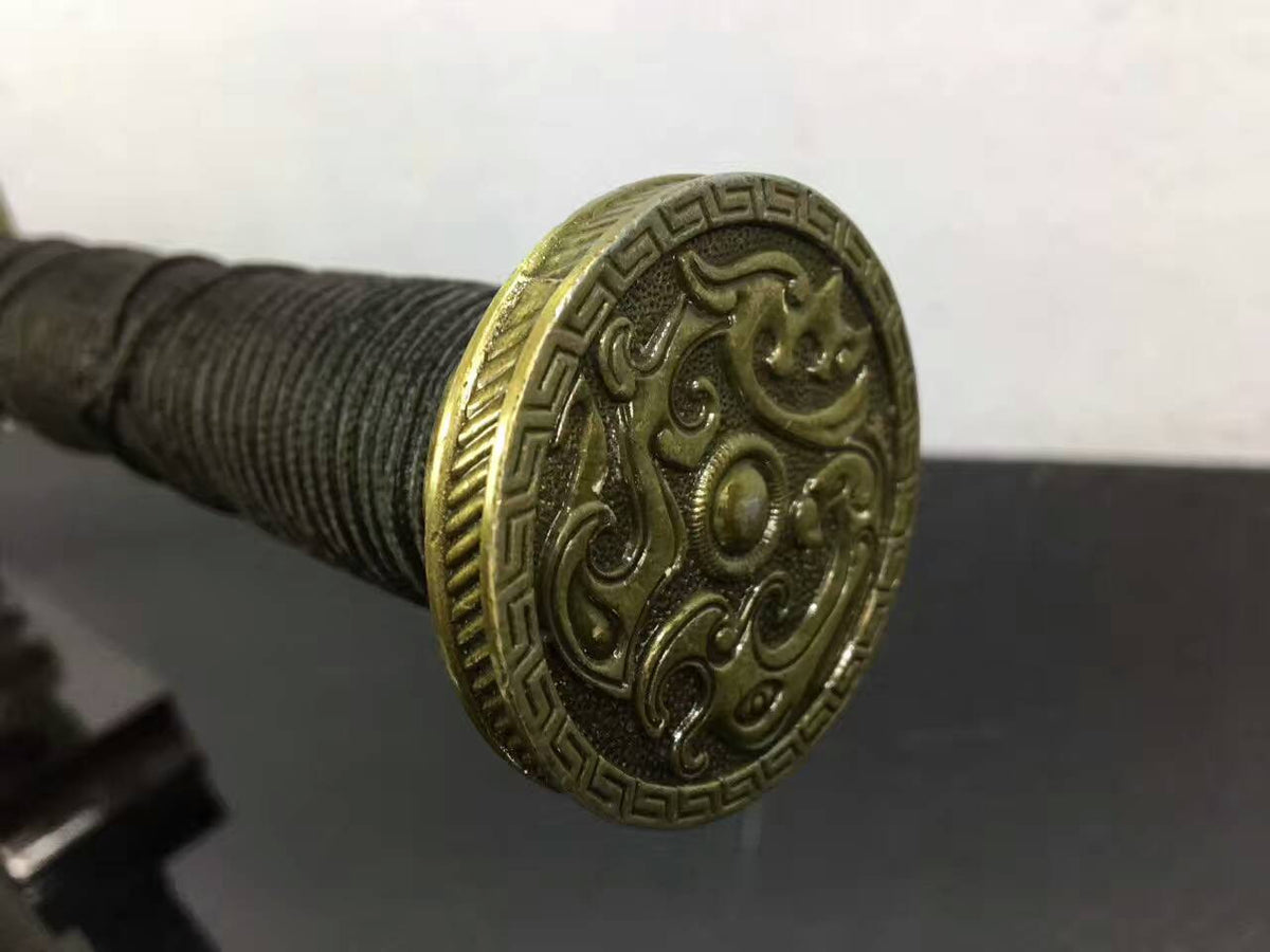 Chinese sword,Han jian(Folded steel octahedral blade,Black wood scabbard,Alloy fitted)Length 32" - Chinese sword shop