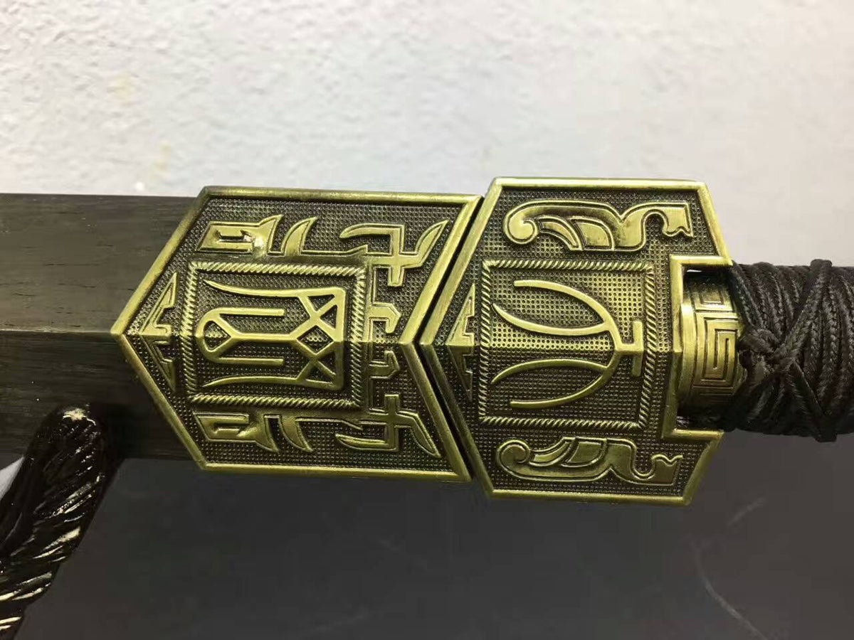 Chinese sword,Han jian(Folded steel octahedral blade,Black wood scabbard,Alloy fitted)Length 32" - Chinese sword shop