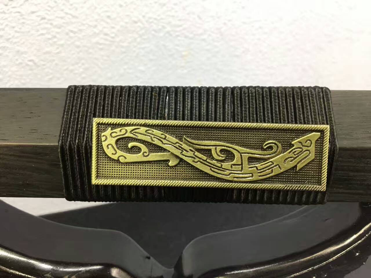 Chinese sword,Han jian(Folded steel octahedral blade,Black wood scabbard,Alloy fitted)Length 32" - Chinese sword shop