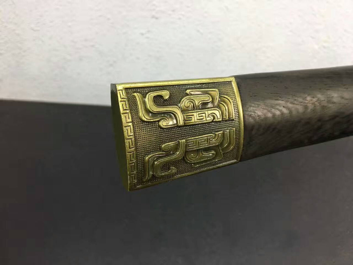 Chinese sword,Han jian(Folded steel octahedral blade,Black wood scabbard,Alloy fitted)Length 32" - Chinese sword shop