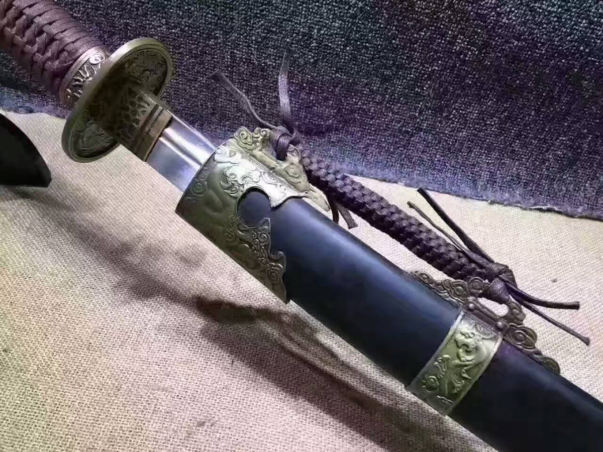 Saber(Damascus steel,Black wood scabbard,Alloy)Length 35" - Chinese sword shop