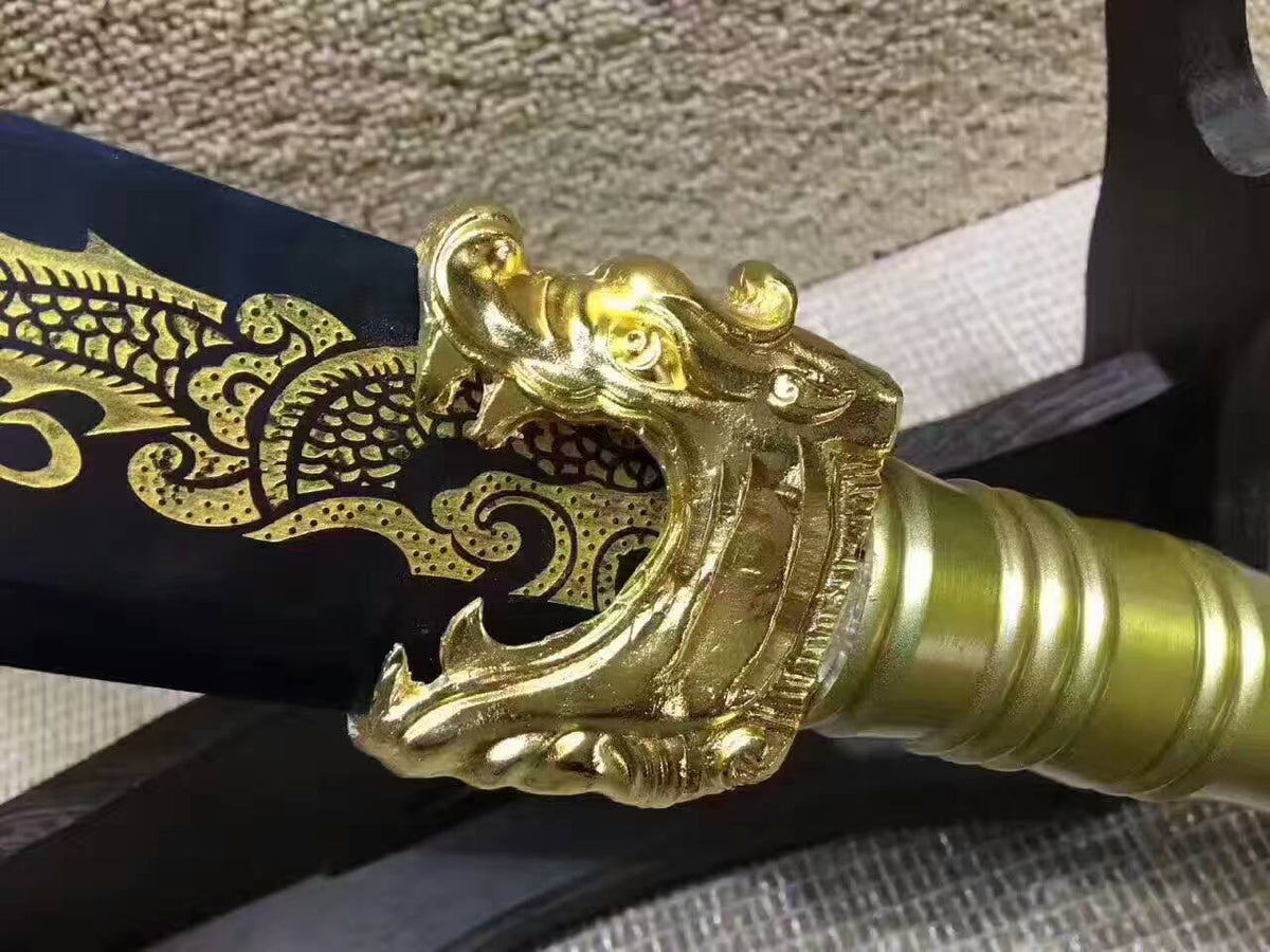 Kwan Dao,High manganese steel blue blade,Leather scabbard - Chinese sword shop