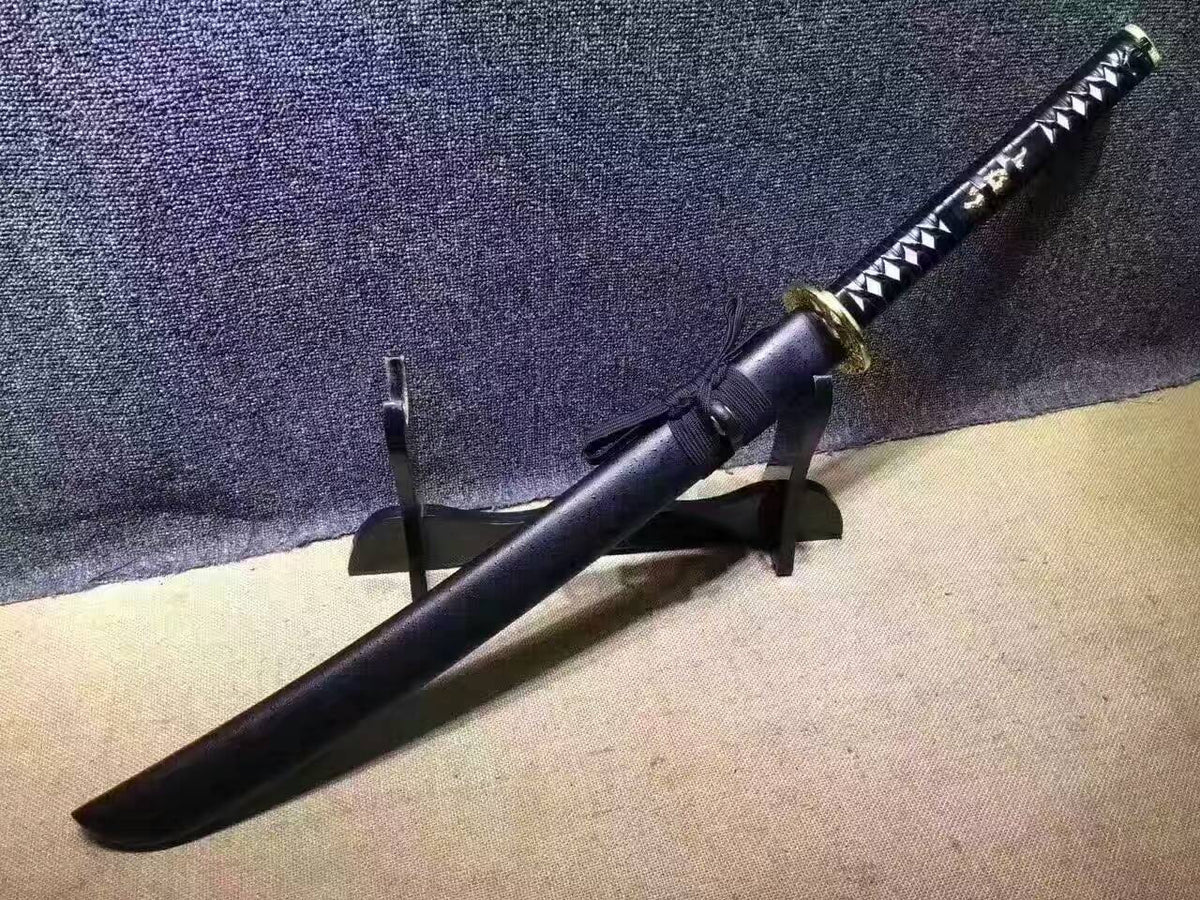 Niger Sabre,katana(Damascus steel red blade,Black scabbard,Alloy fittings)Full tang,Length 34" - Chinese sword shop