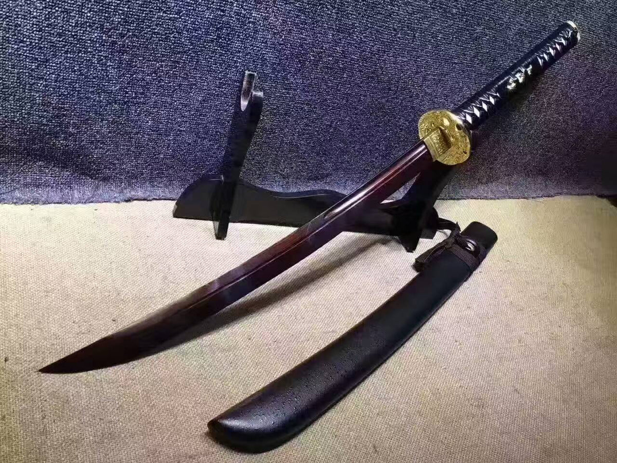 Niger Sabre,katana(Damascus steel red blade,Black scabbard,Alloy fittings)Full tang,Length 34" - Chinese sword shop