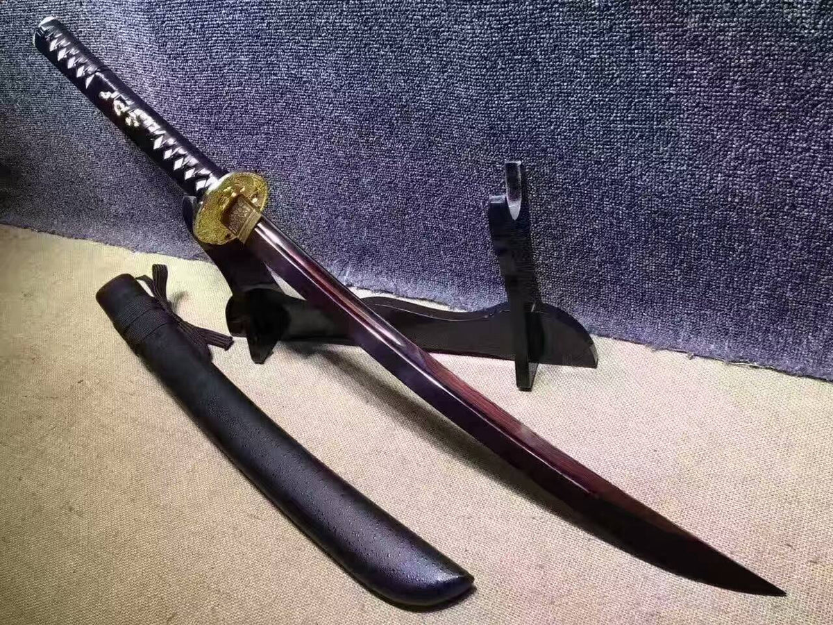 Niger Sabre,katana(Damascus steel red blade,Black scabbard,Alloy fittings)Full tang,Length 34" - Chinese sword shop