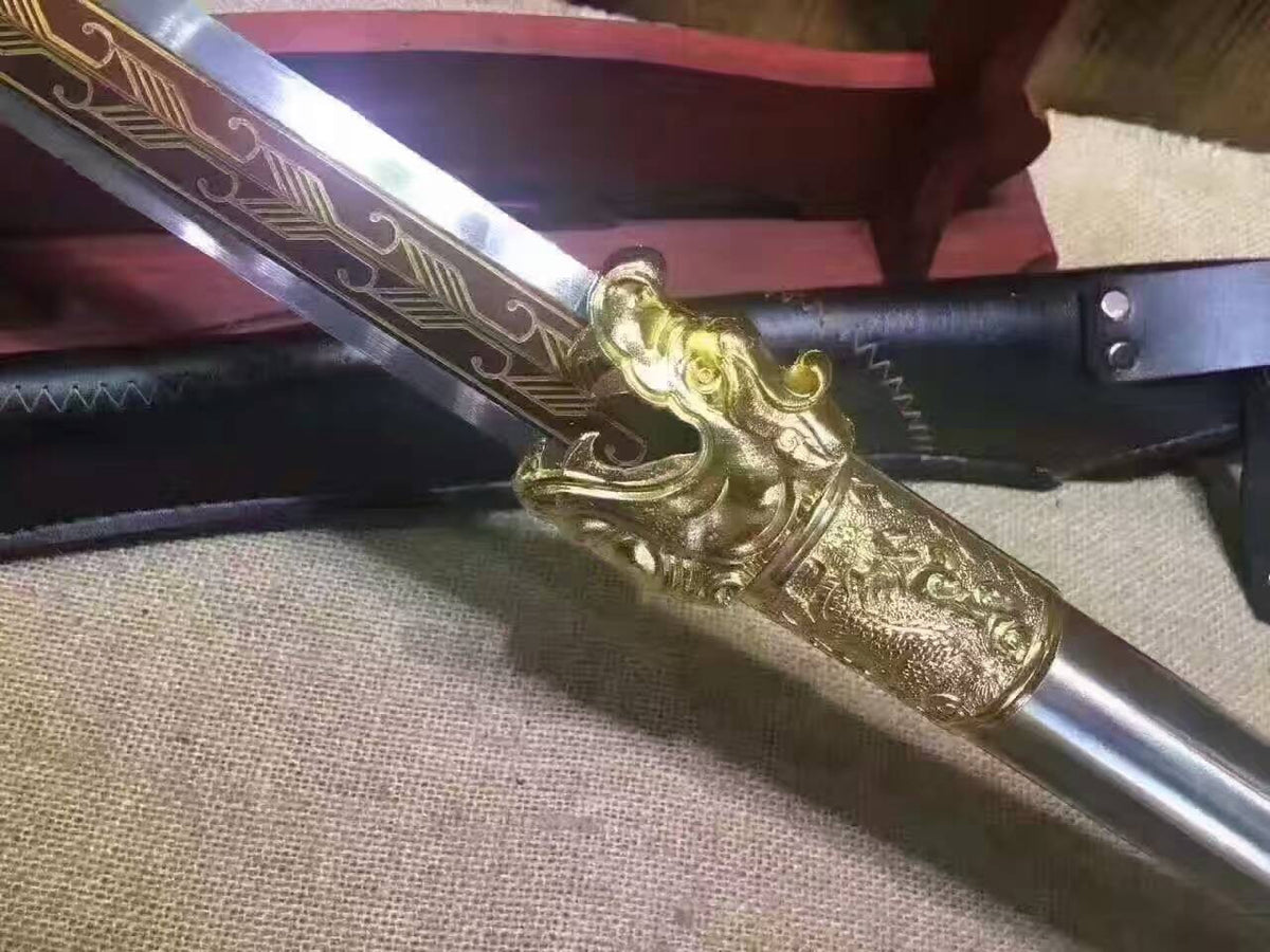 Dragon sword(High carbon steel blade,Leather Scabbard)Length 36" - Chinese sword shop