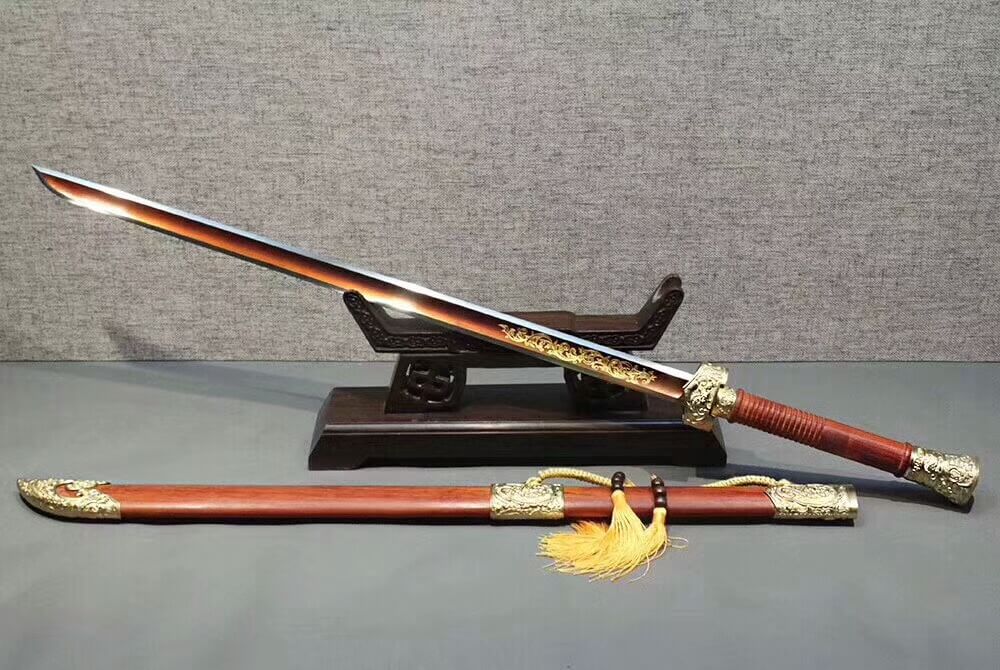Cut horse broadsword,High carbon steel blade,Red Scabbard,Brass fitting - Chinese sword shop
