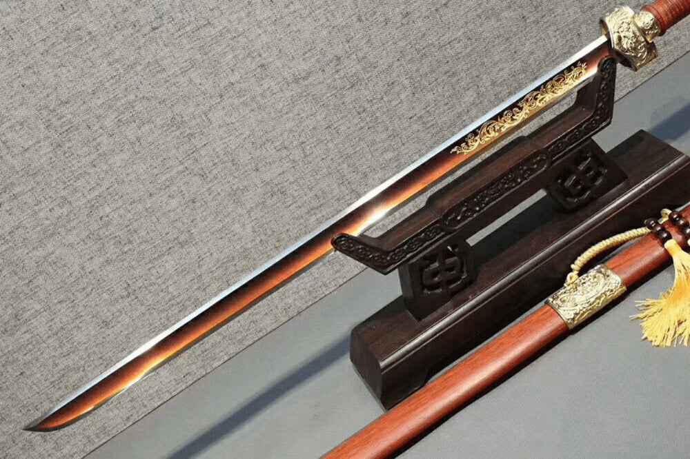 Cut horse broadsword,High carbon steel blade,Red Scabbard,Brass fitting - Chinese sword shop