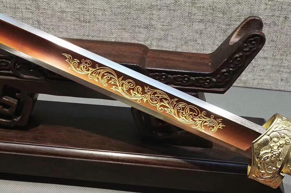 Cut horse broadsword,High carbon steel blade,Red Scabbard,Brass fitting - Chinese sword shop