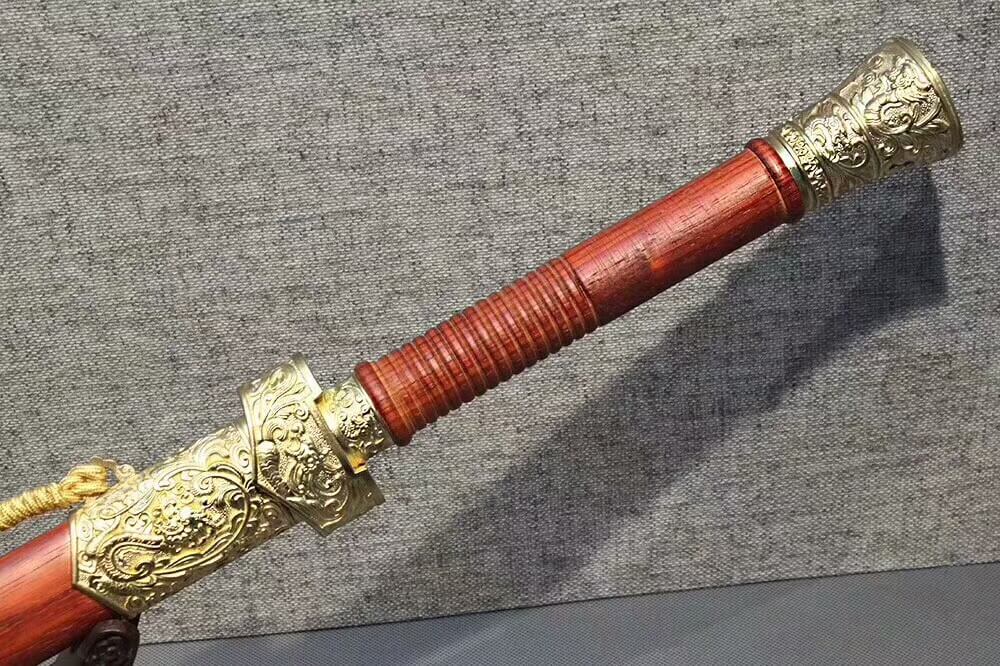 Cut horse broadsword,High carbon steel blade,Red Scabbard,Brass fitting - Chinese sword shop