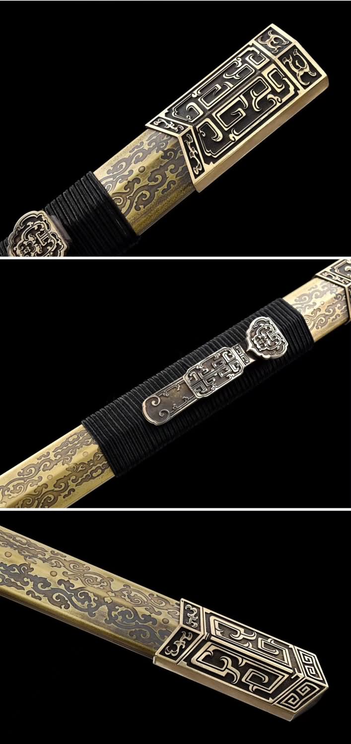 Ruyi Jian,Forged Folding steel Blade,Brass scabbard