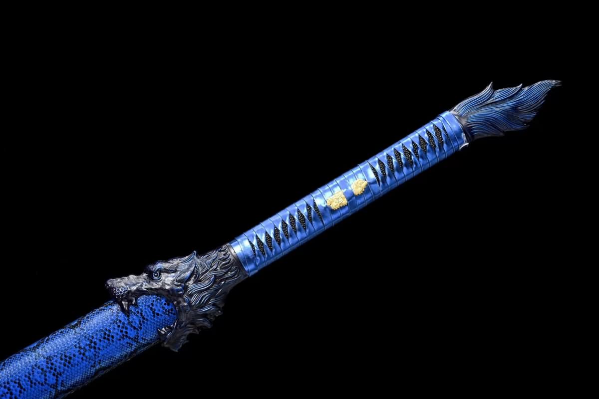 Wolf Head Machete Blue sworde Real,High Carbon Steel,Chinese sword