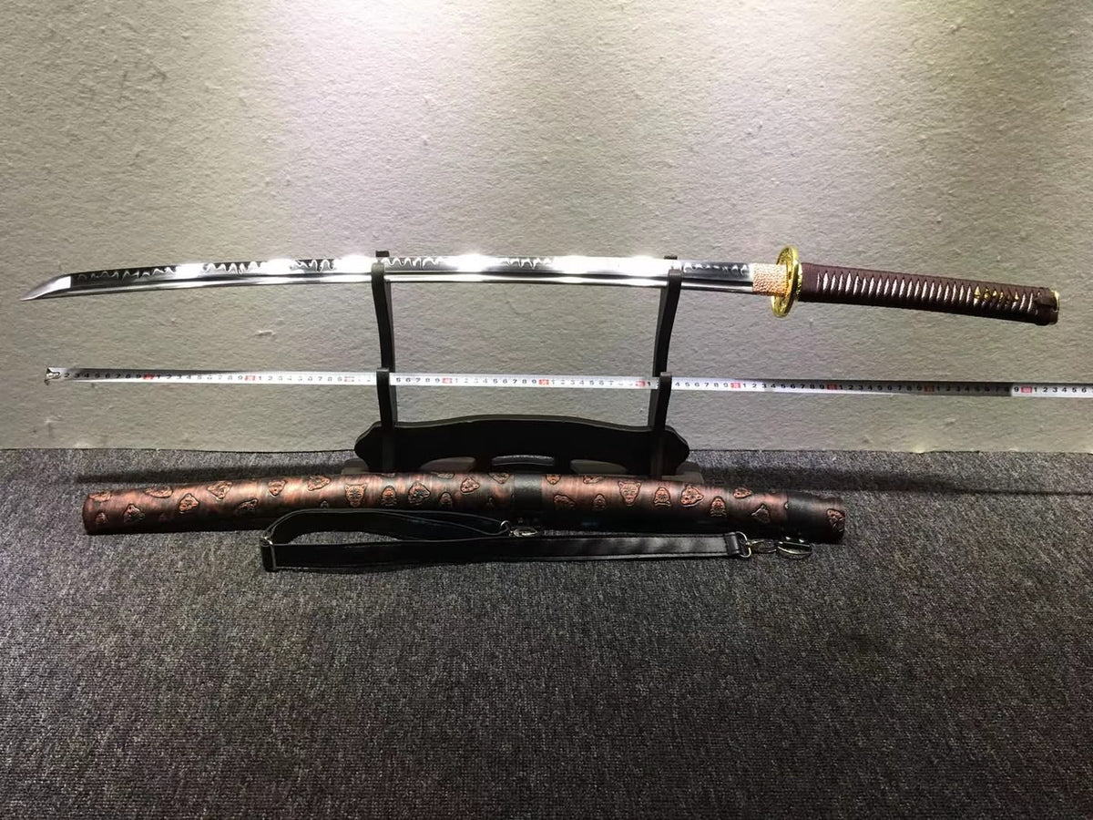 Nihontou katana,High carbon steel burn blade,Leather,Alloy - Chinese sword shop