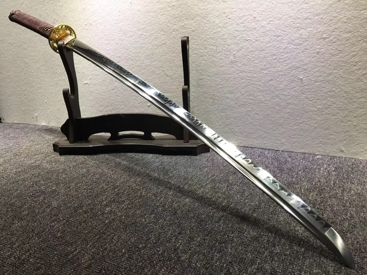 Nihontou katana,High carbon steel burn blade,Leather,Alloy - Chinese sword shop