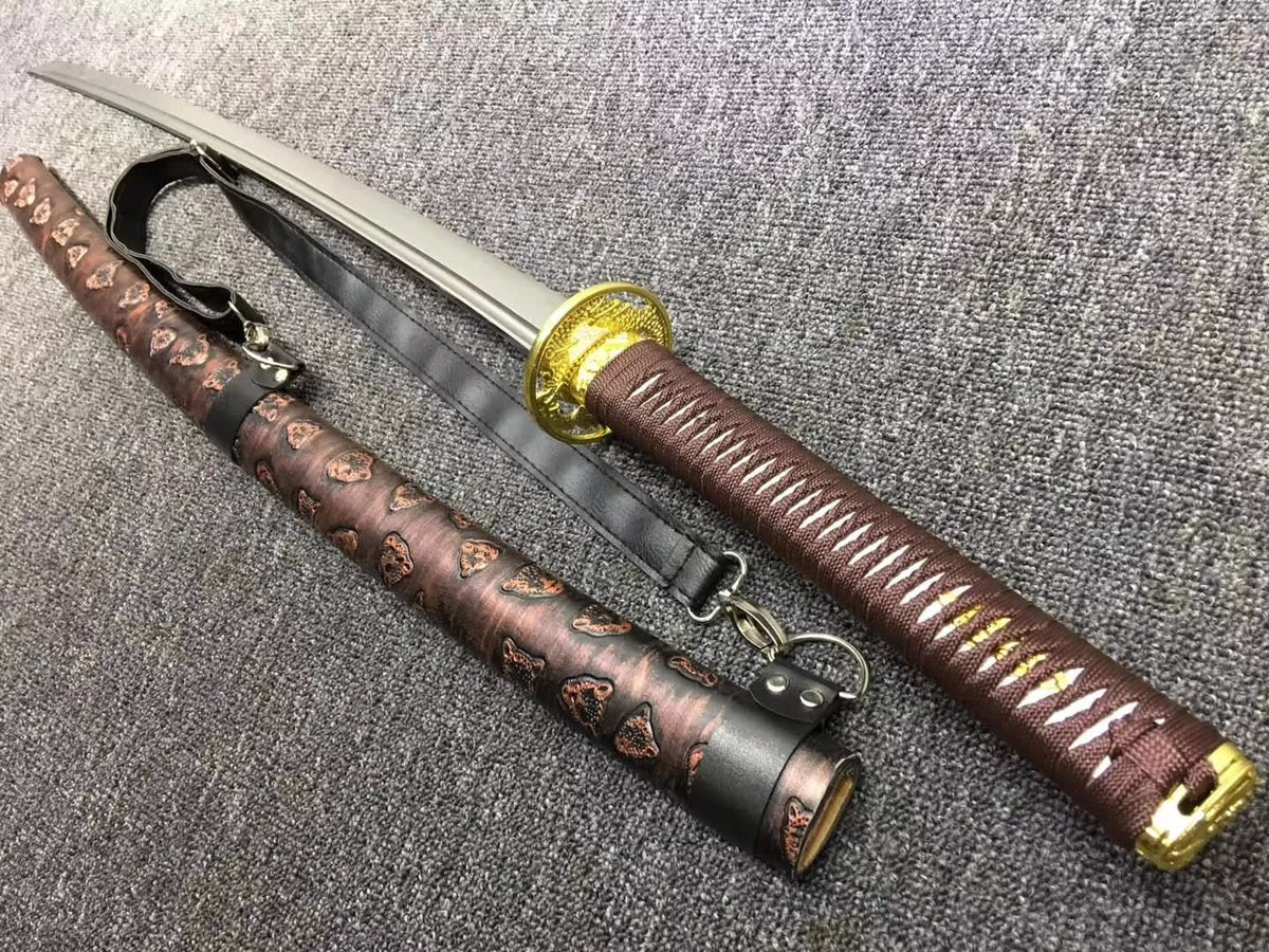 Nihontou katana,High carbon steel burn blade,Leather,Alloy - Chinese sword shop