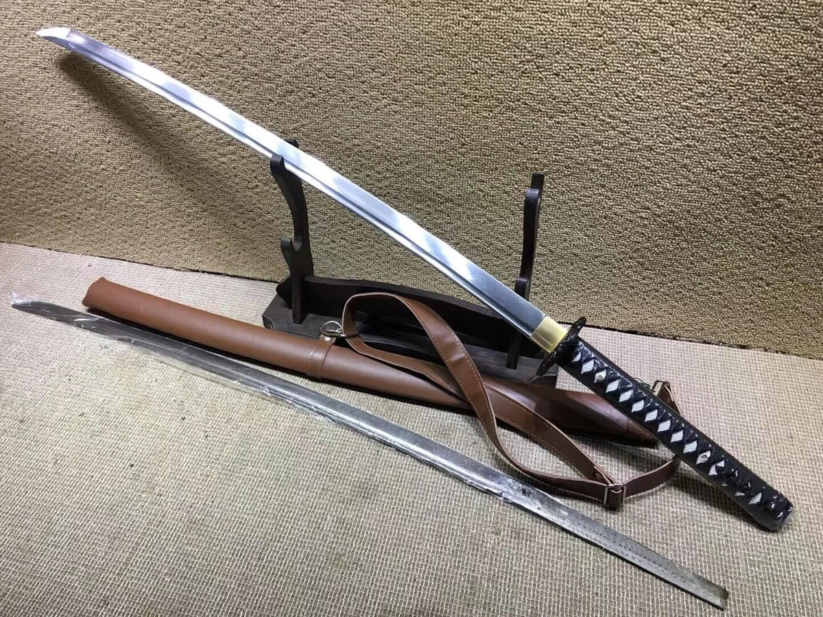 Uchikatana/Medium carbon steel blade/Leather scabbard/Alloy fittings - Chinese sword shop