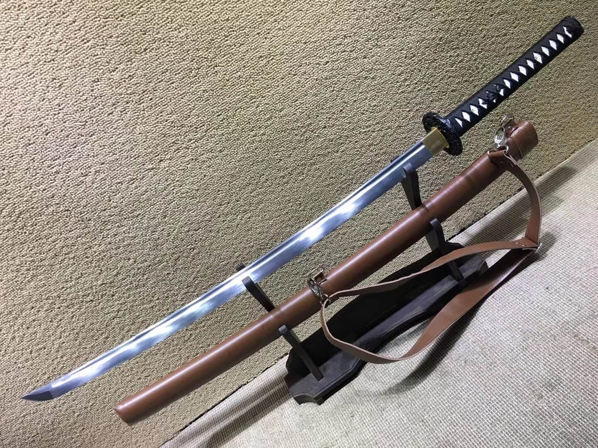 Uchikatana/Medium carbon steel blade/Leather scabbard/Alloy fittings - Chinese sword shop