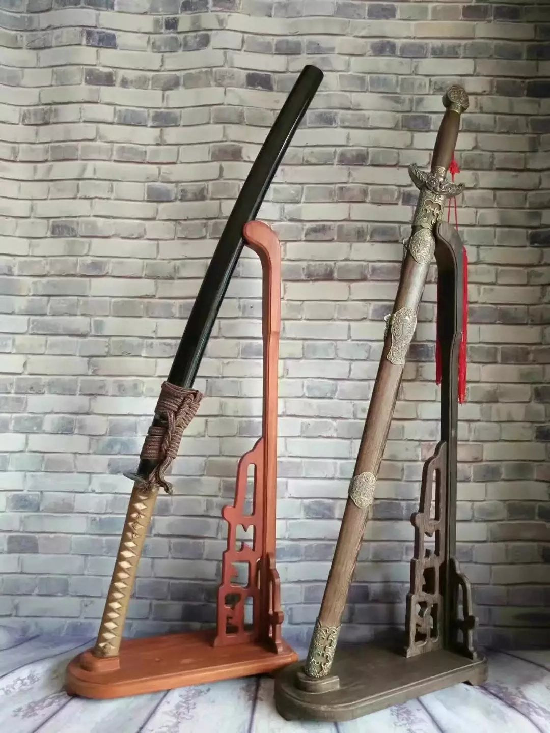 Wooden shelf Table Stand for Katana or Wakizashi Swords, Sword