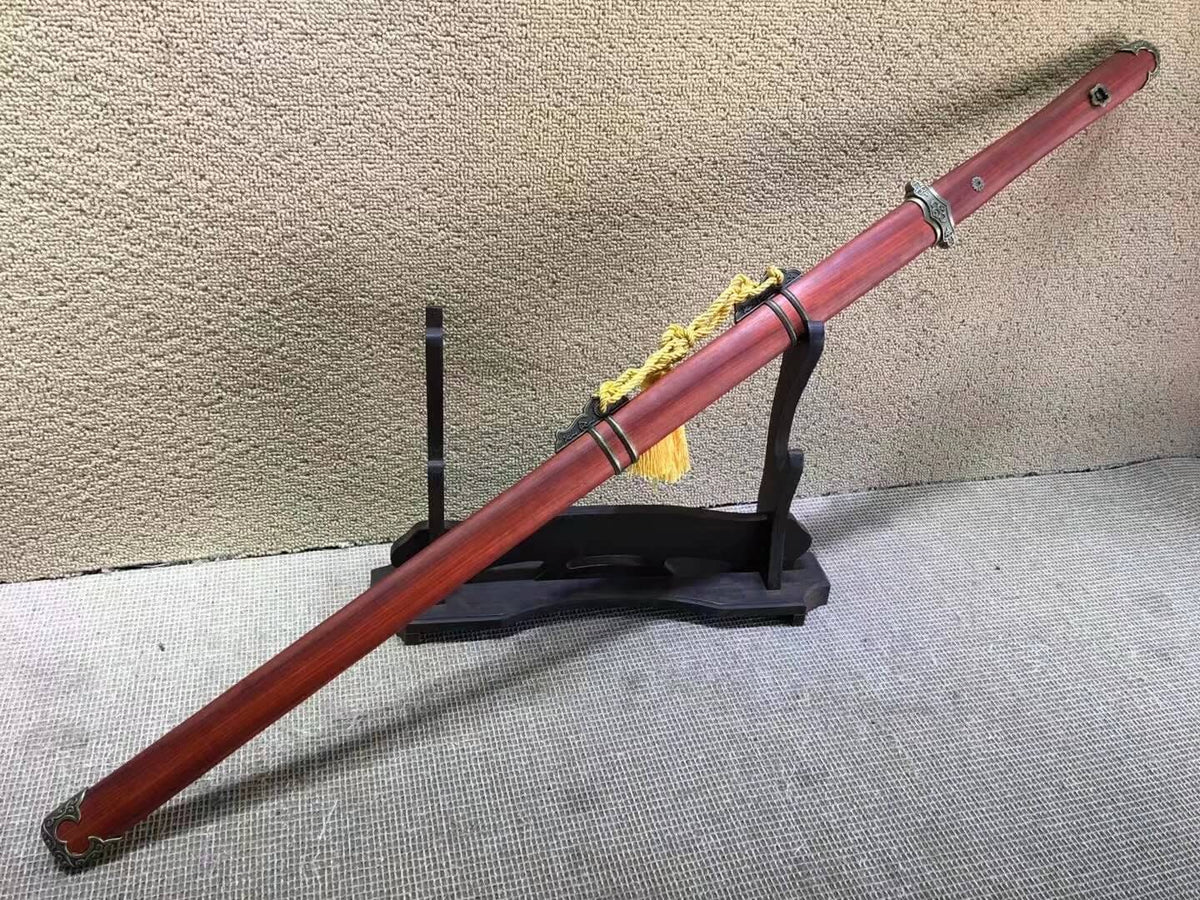 Tang dao,Damascus steel blade,Redwood scabbard,Alloy fitings,Full tang - Chinese sword shop