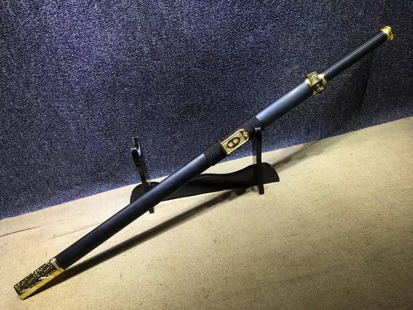 Qin jian,High carbon steel blade,Black scabbard,Alloy fitting,Feng shui - Chinese sword shop