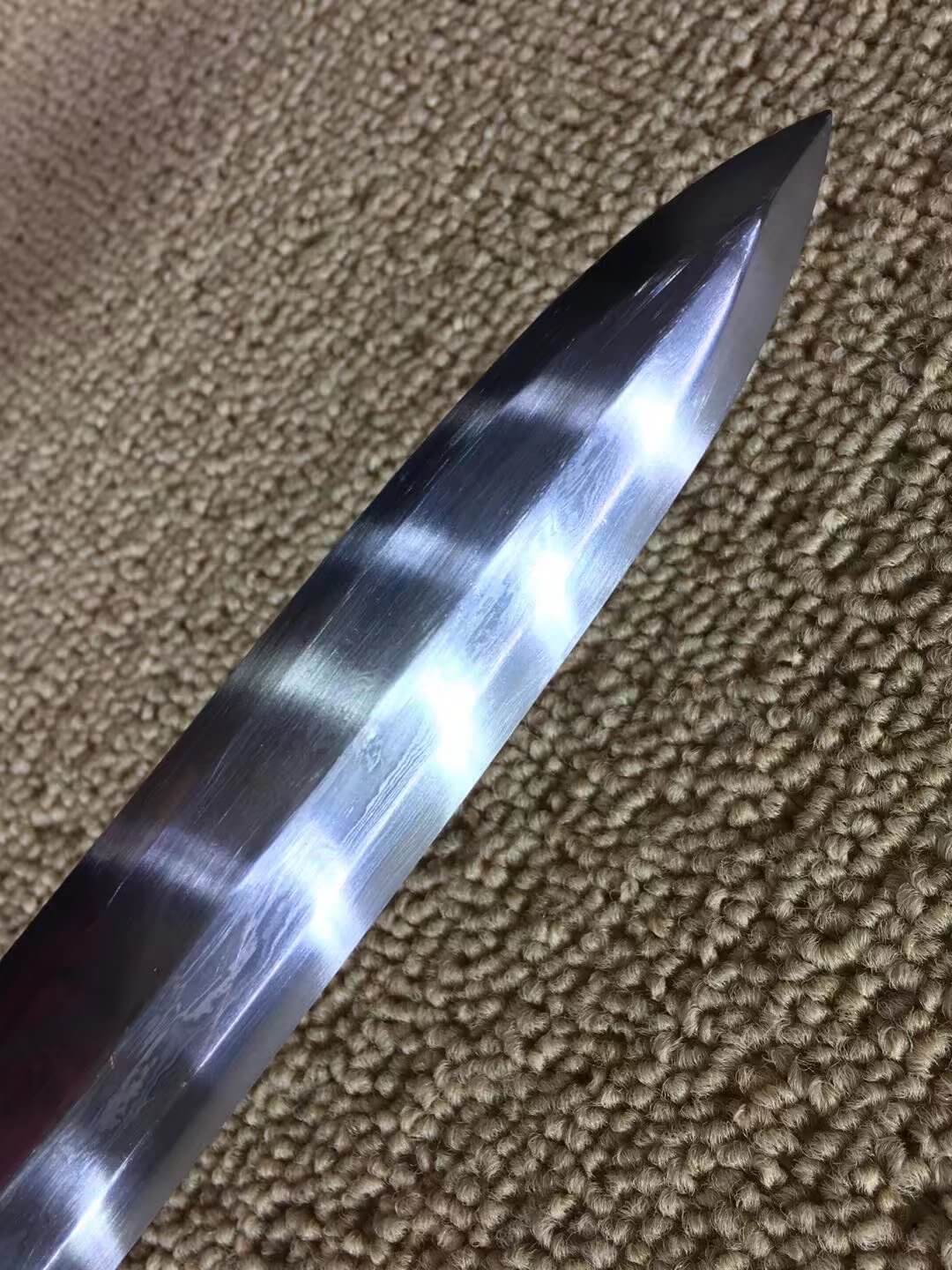 Han sword(Damascus steel octahedral bade,Black wood,Brass fittings)Length 41" - Chinese sword shop