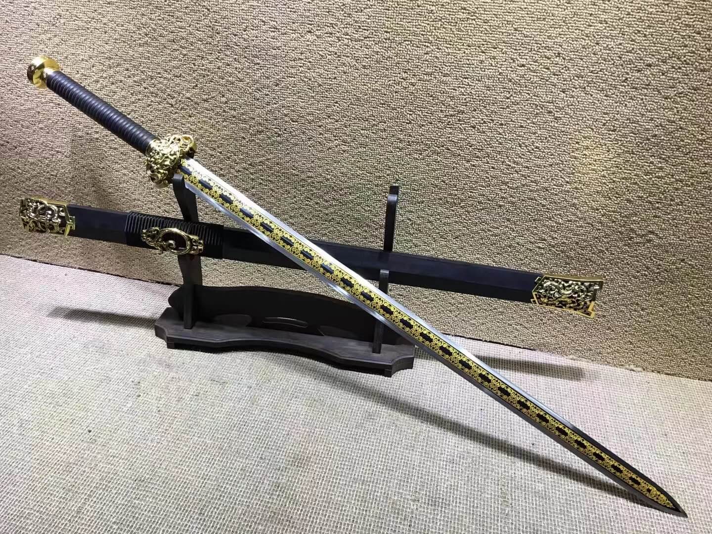 Jian,High carbon steel blade,Black scabbard,Alloy fitting,Length 41 inch - Chinese sword shop