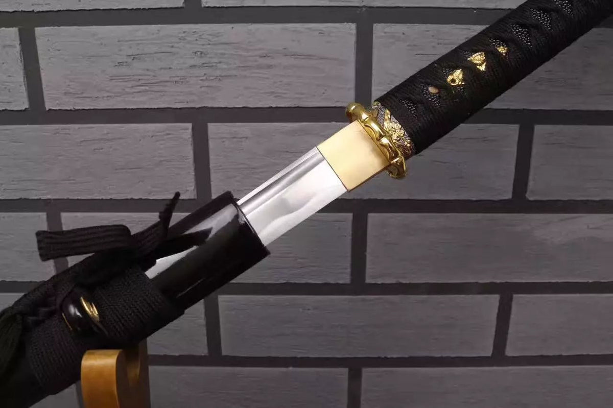 Katana,Nihontou,Medium carbon steel,Wood scabbard,Alloy fitting,Full tang - Chinese sword shop