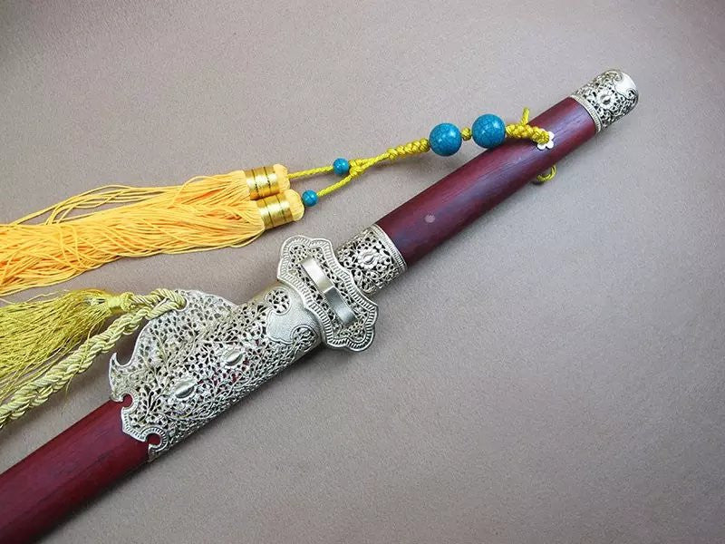 Tang jian/Damascus steel blade,Wood scabbard,Copper fitting - Chinese sword shop