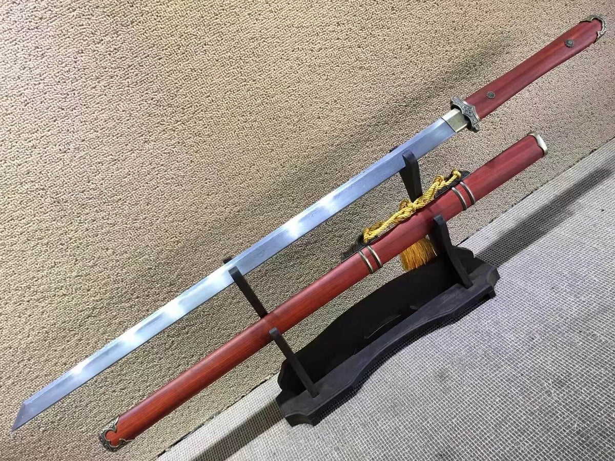 Tang dao,Damascus steel blade,Redwood scabbard,Alloy fitings,Full tang - Chinese sword shop