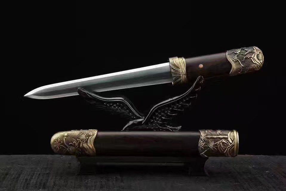 Dagger sword,Folding steel,Ebony scabbard,copper fitting,Length 16inch - Chinese sword shop