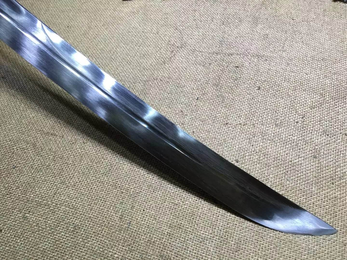 Broadsword,Damascus steel blade,Black scabbard,Alloy fitting&Handmade art - Chinese sword shop