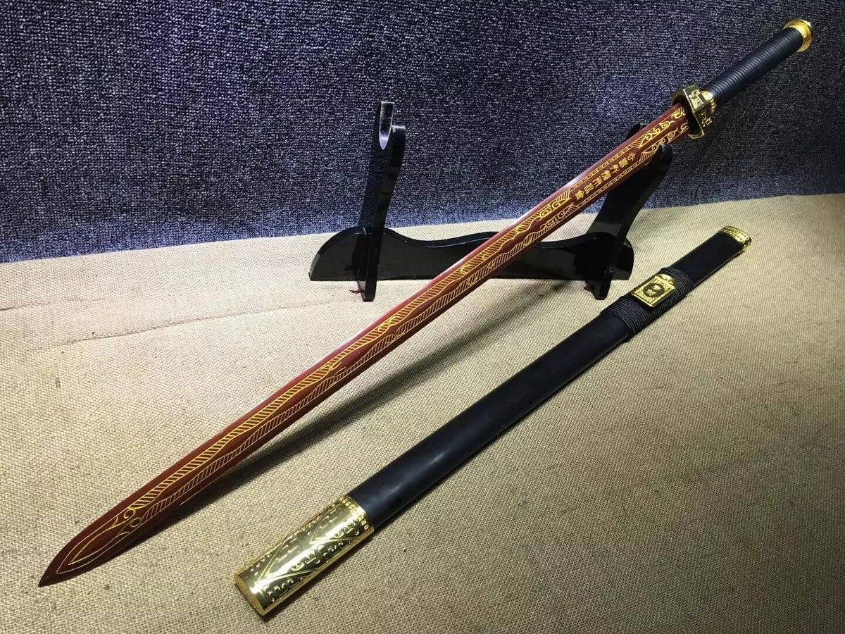 Qin jian,High carbon steel blade,Black scabbard,Alloy fitting,Feng shui - Chinese sword shop