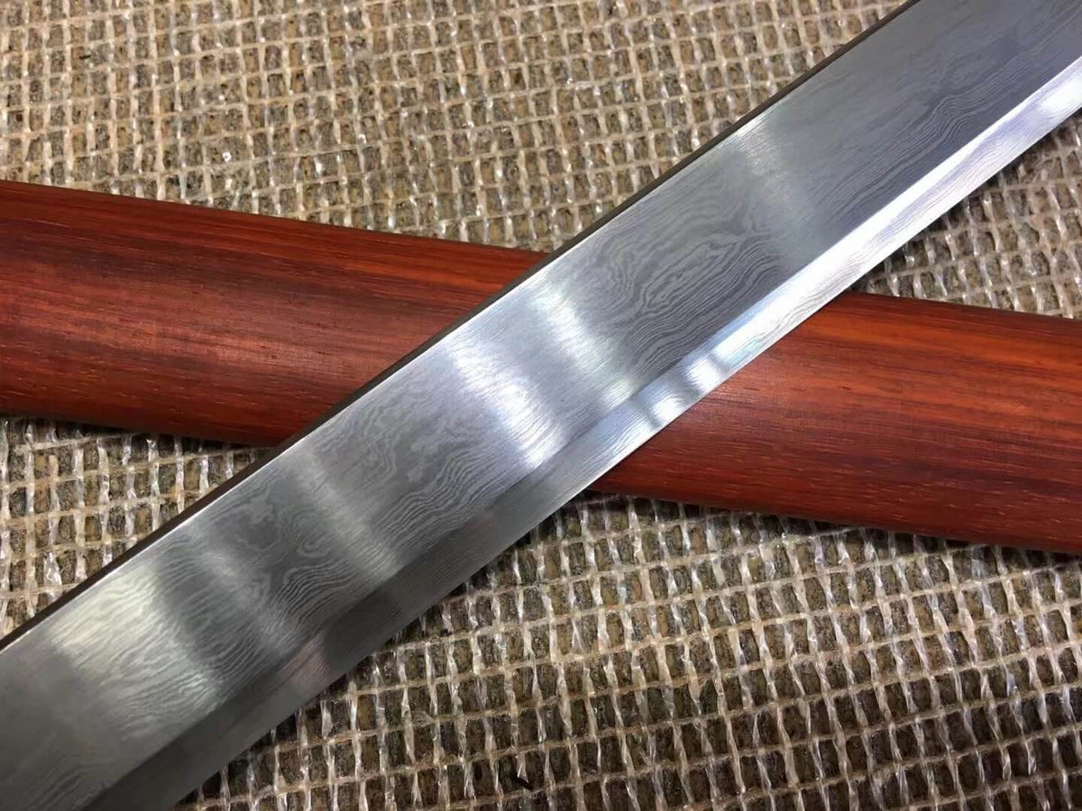 Tang dao,Damascus steel blade,Redwood scabbard,Alloy fitings,Full tang - Chinese sword shop