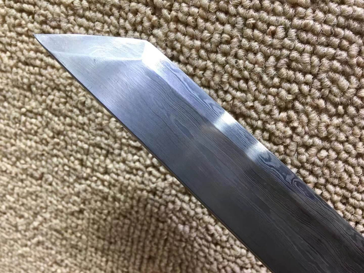 Tang dao,Damascus steel blade,Redwood scabbard,Alloy fitings,Full tang - Chinese sword shop