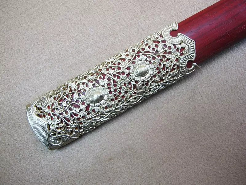 Tang jian/Damascus steel blade,Wood scabbard,Copper fitting - Chinese sword shop