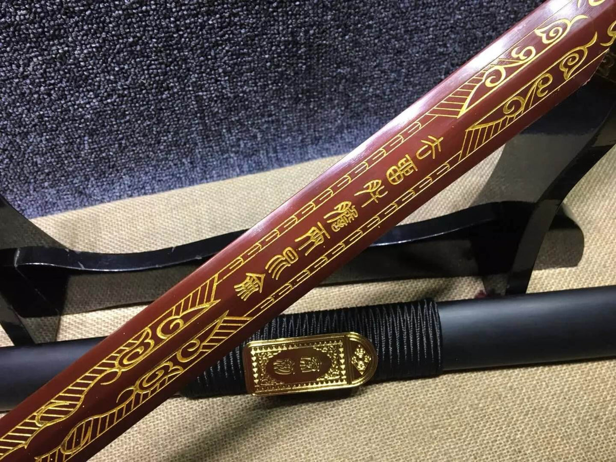 Qin jian,High carbon steel blade,Black scabbard,Alloy fitting,Feng shui - Chinese sword shop