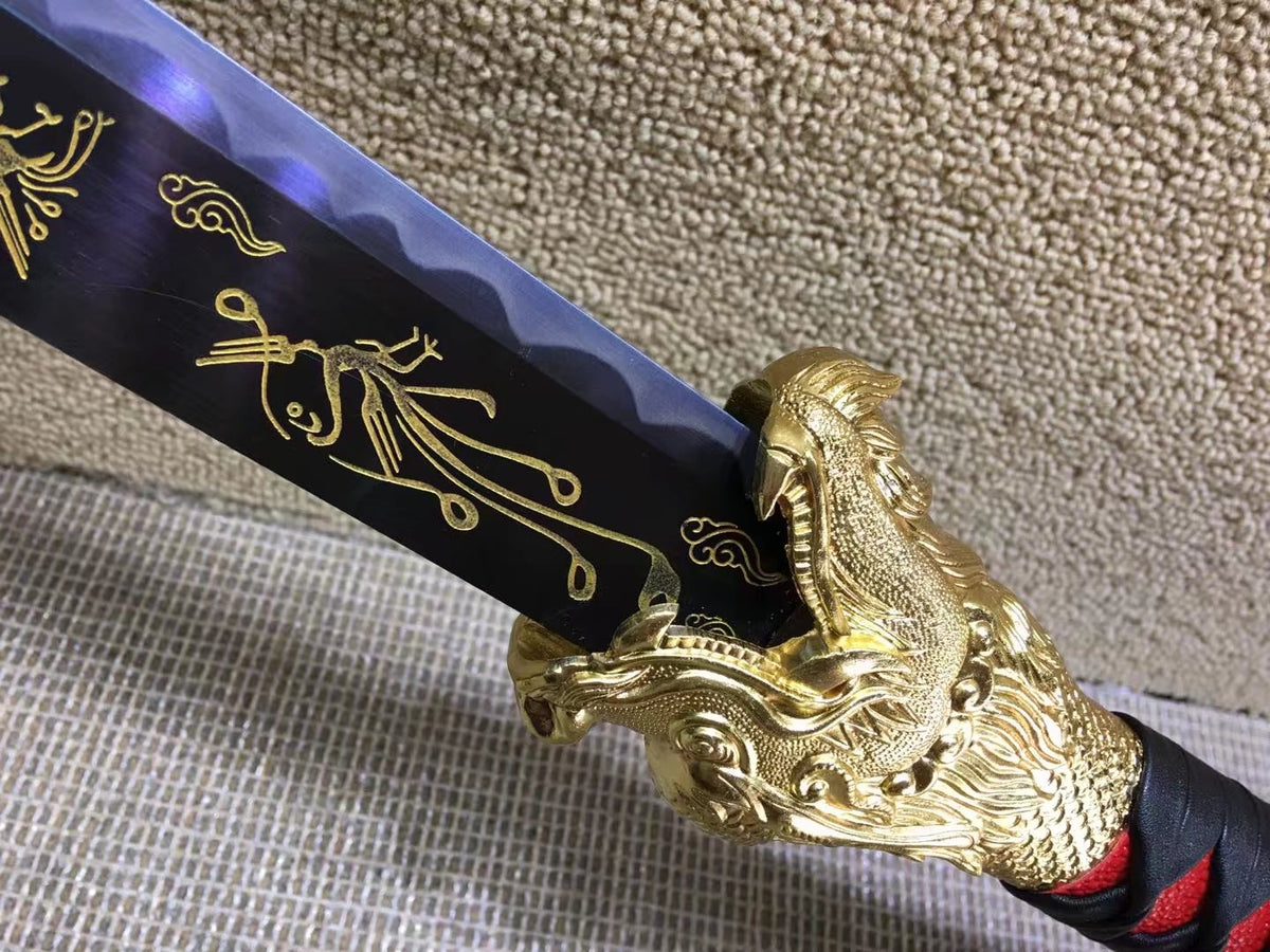 Long handled Broadsword,High manganese steel,Leathe scabbard - Chinese sword shop